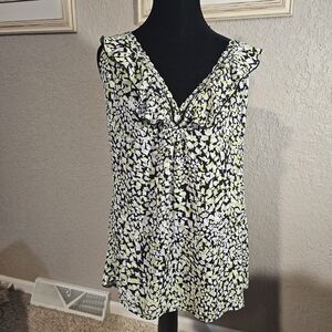 Avenue Sleeveless Ruffle Neck Abstract Print Tunic‎ Top Plus Size 18 20